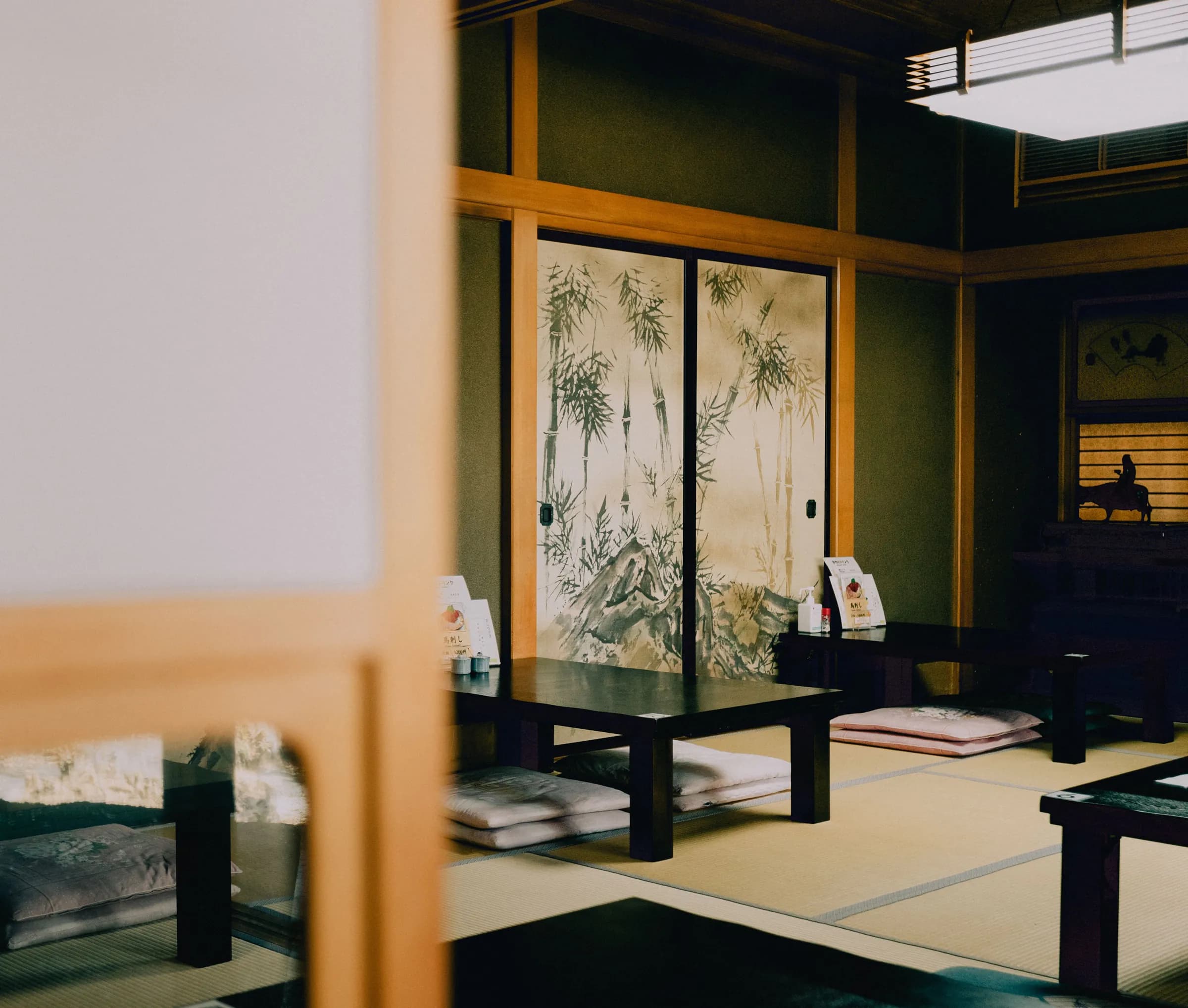 A tatami room in a traditional ryokan